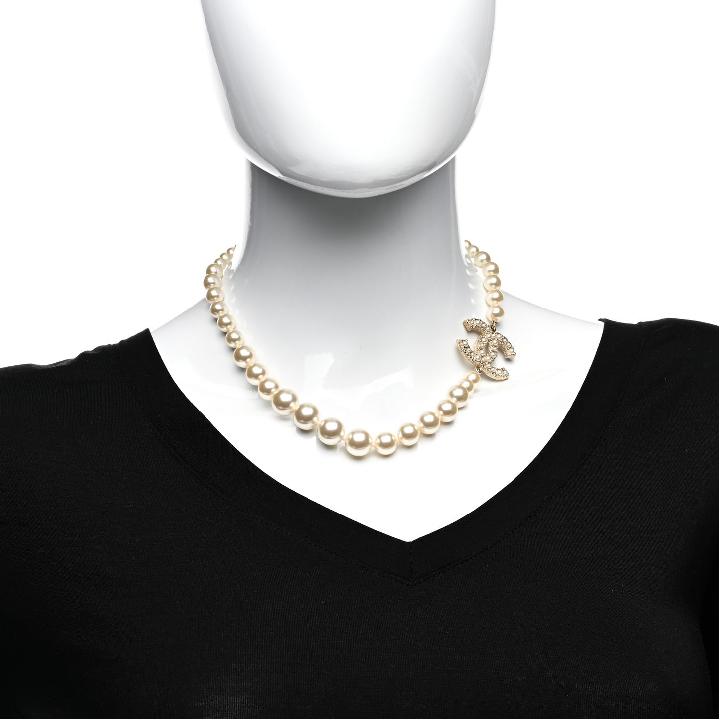 Pearl CC 100th Anniversary Necklace Light Gold