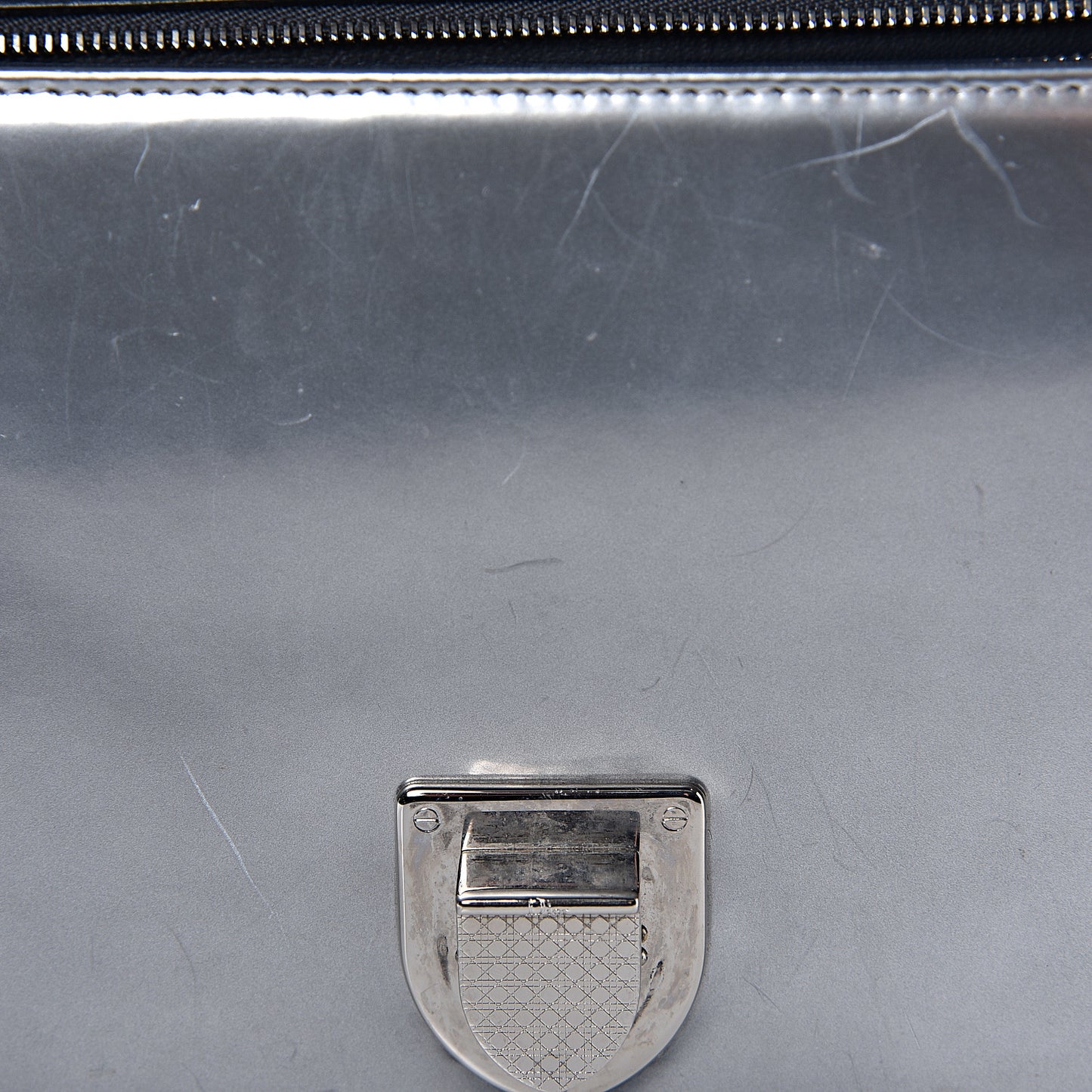 Metallic Patent Micro-Cannage Medium Diorama Flap Bag Silver