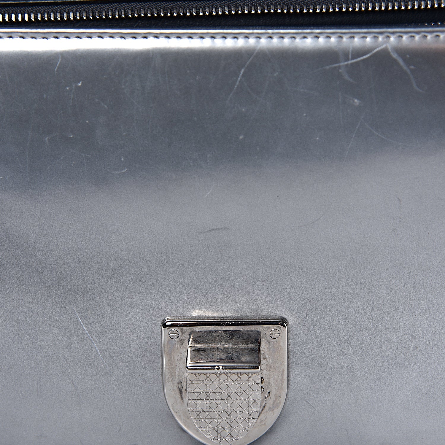 Christian Dior Metallic Patent Micro-Cannage Medium Diorama Flap Bag Silver 13 of 15