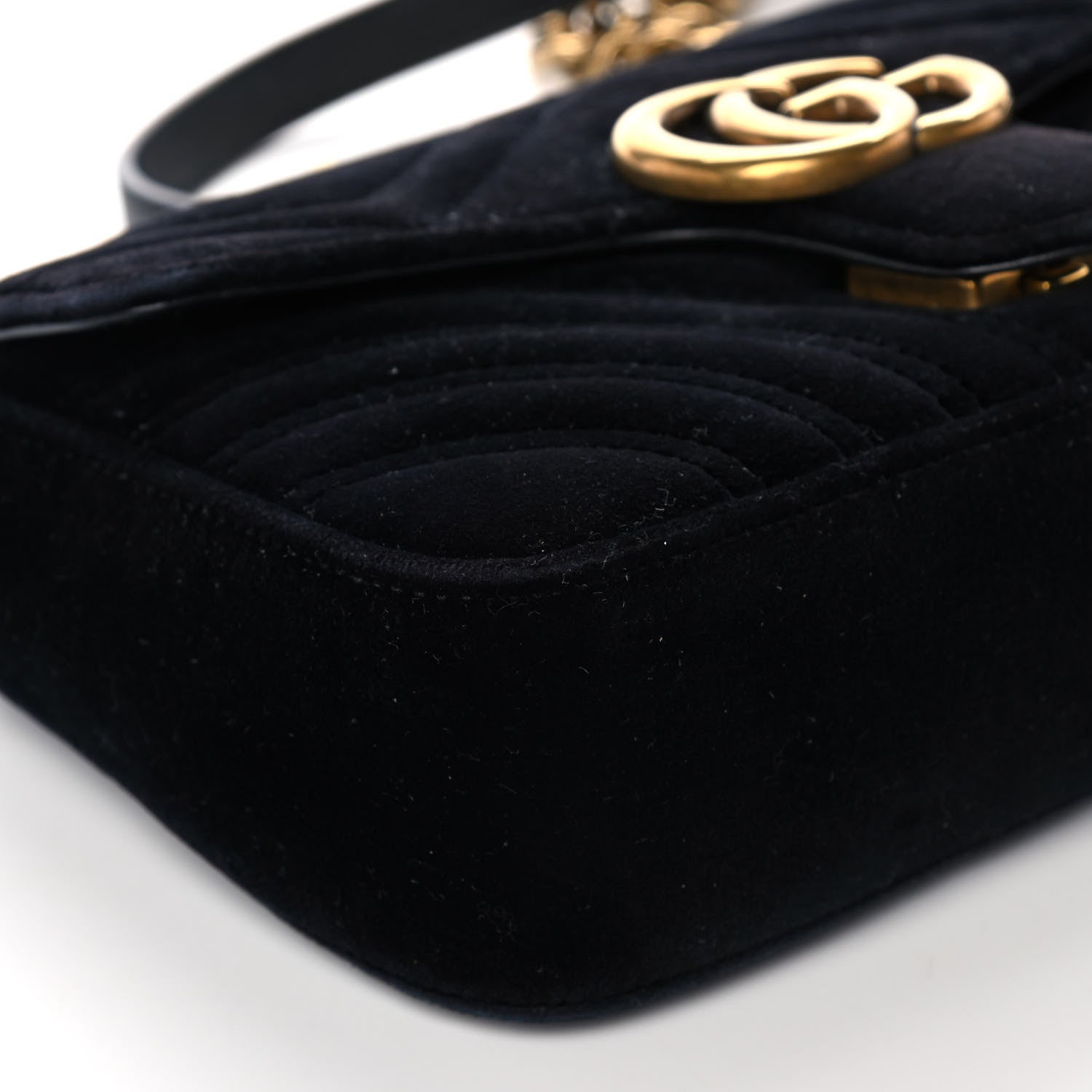 Gucci Velvet Matelasse Mini GG Marmont Shoulder Bag Black 10 of 13