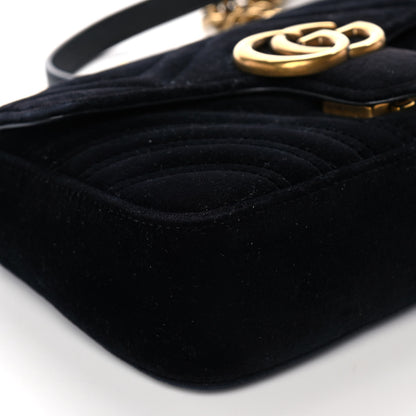 Gucci Velvet Matelasse Mini GG Marmont Shoulder Bag Black 10 of 13