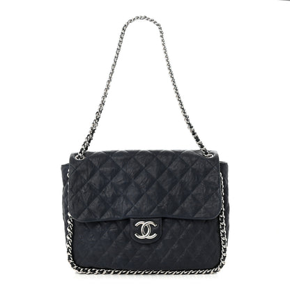 Chanel Washed Lambskin Quilted Maxi Chain Around Flap Black 1 of 10