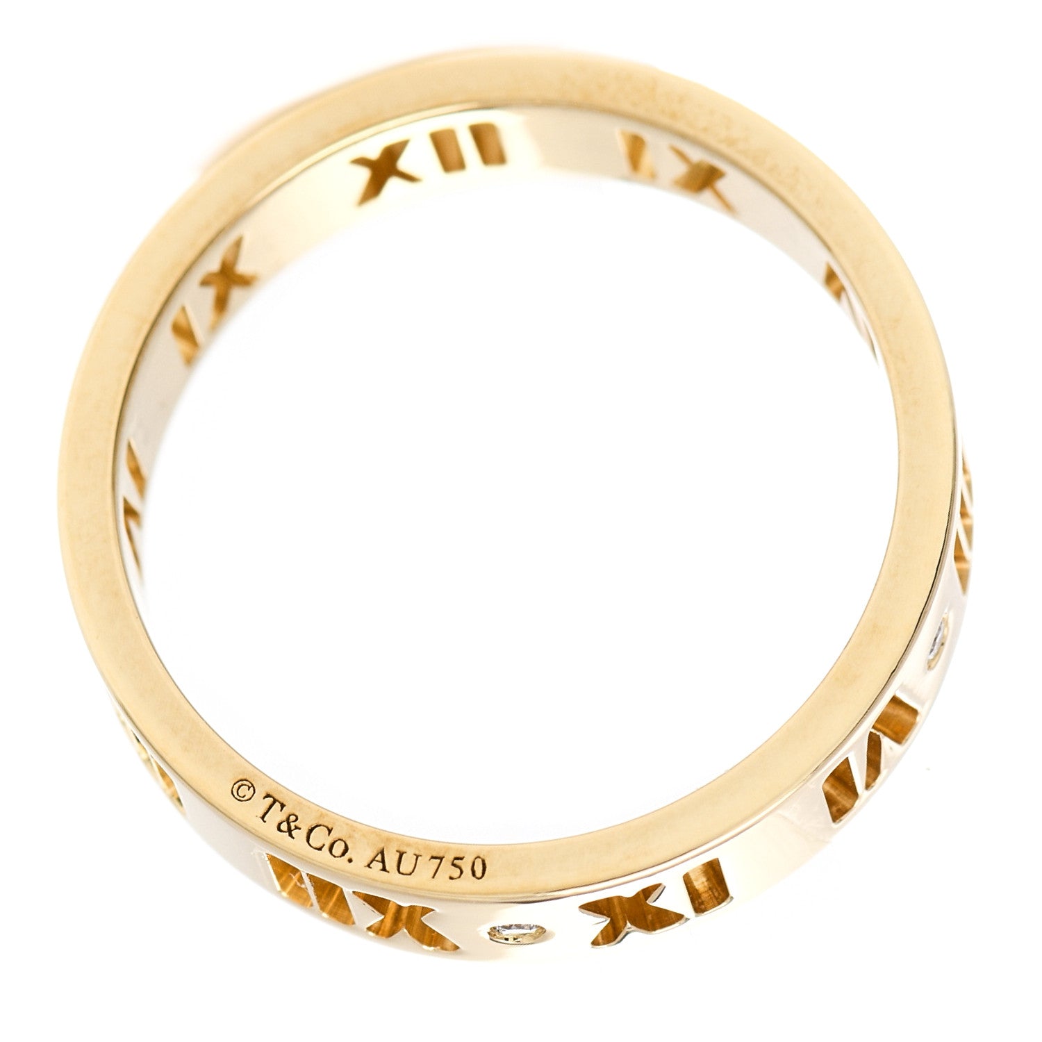 Tiffany 18K Yellow Gold Diamond Wide Atlas Pierced Ring 57 8 4 of 5