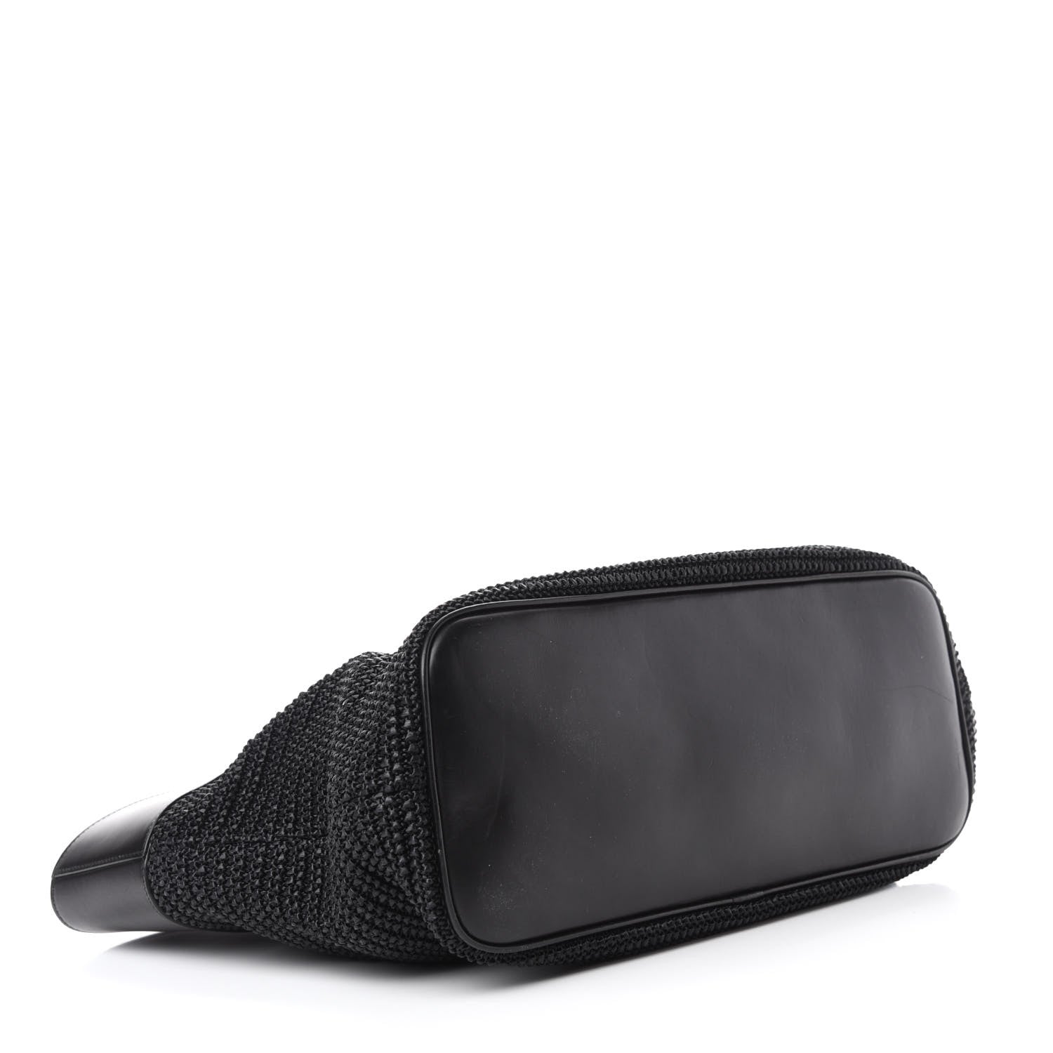 Saint Laurent Calfskin Raffia Medium Shopper Tote Black 4 of 15