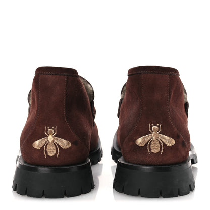 Gucci Suede Shearling Mens Harald Horsebit Ankle Boots 12 Light Brown Butterscotch 6 of 12