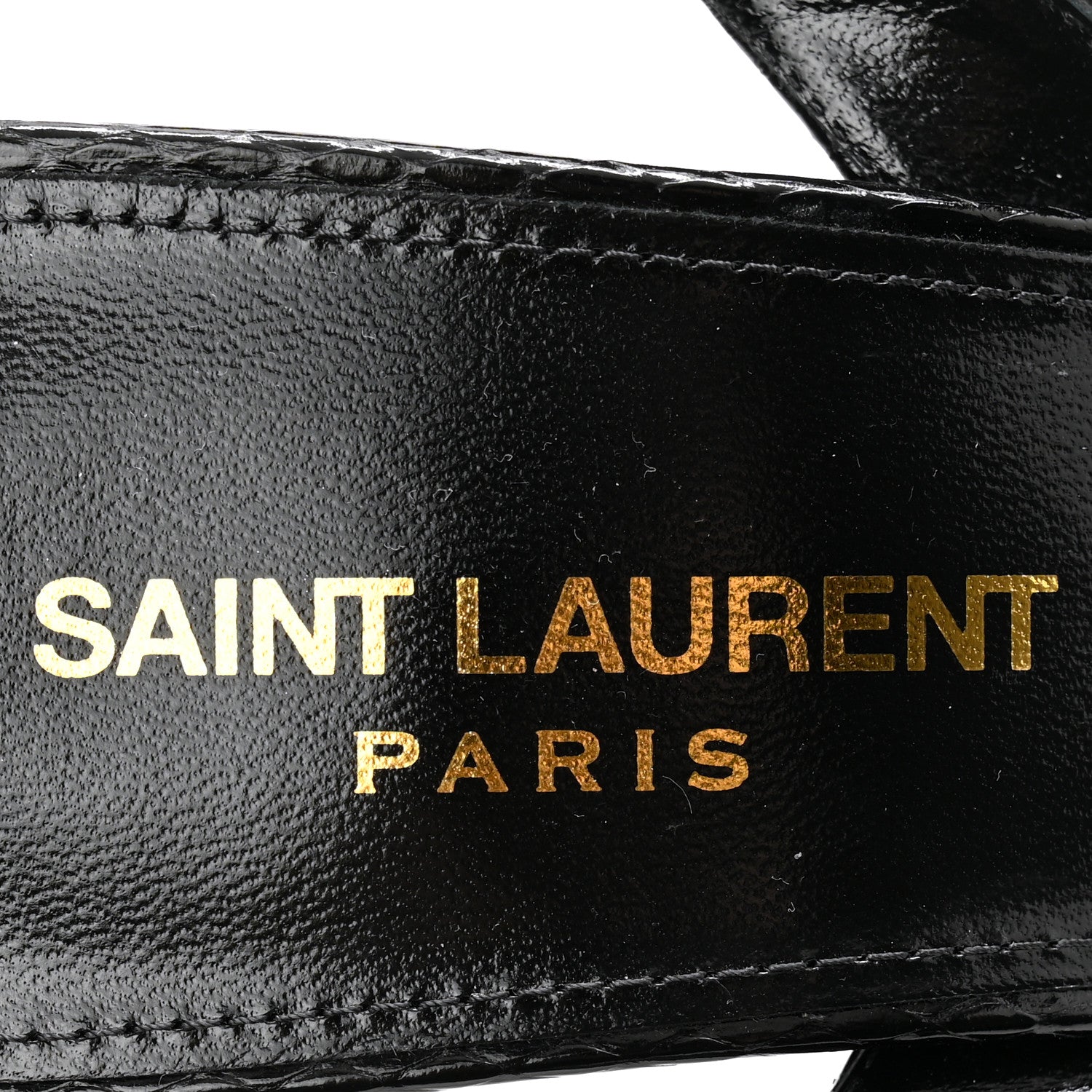 Saint Laurent Ayers Snakeskin Embossed Crystal Giqua 115 Sandals 38.5 Black 6 of 8