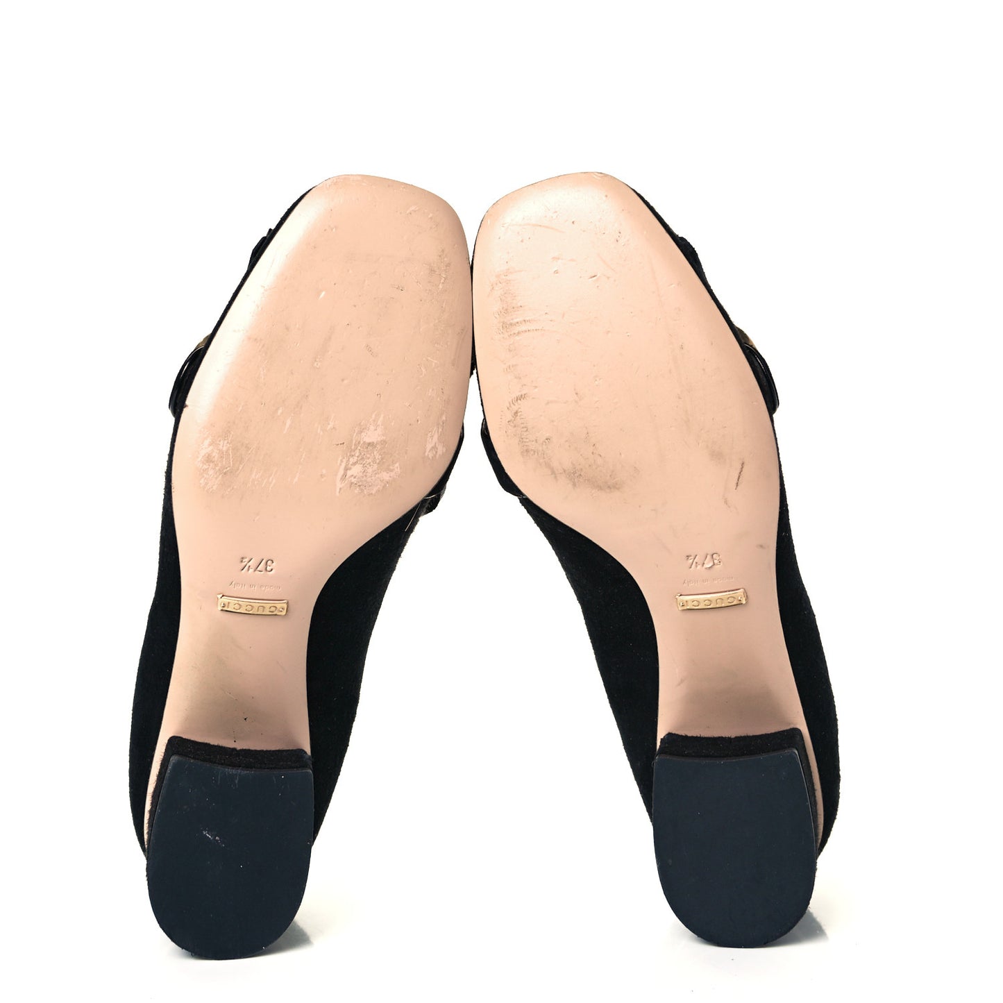 Kid Scamosciato GG Marmont Fringe 50mm Loafer Pumps 37.5 Black