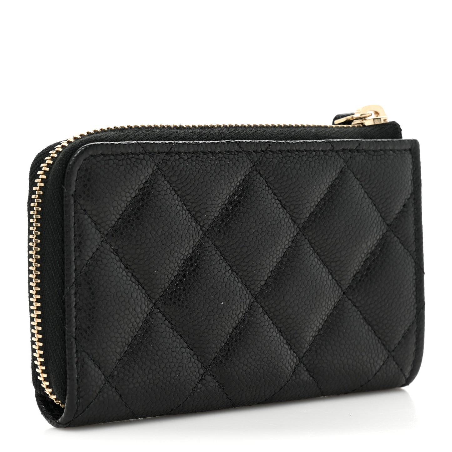Caviar Quilted Zipped Key Holder Case Black