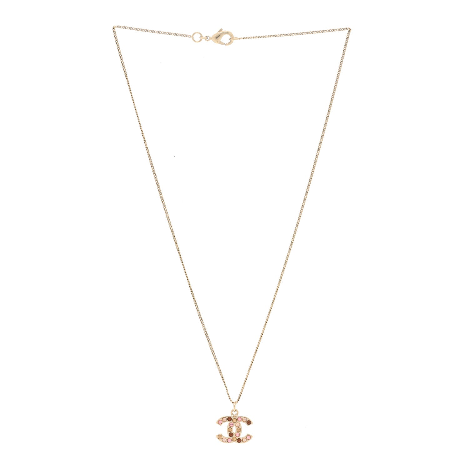 Chanel Crystal CC Necklace Gold Multicolor 2 of 4
