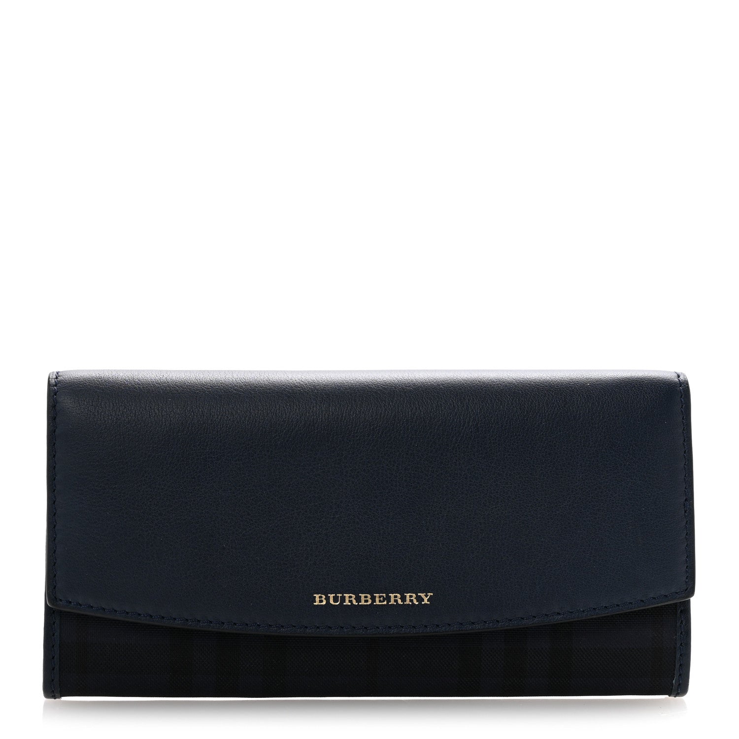 Burberry Overdyed Calfskin Horseferry Check Porter Continental Wallet Blue Carbon 1 of 9