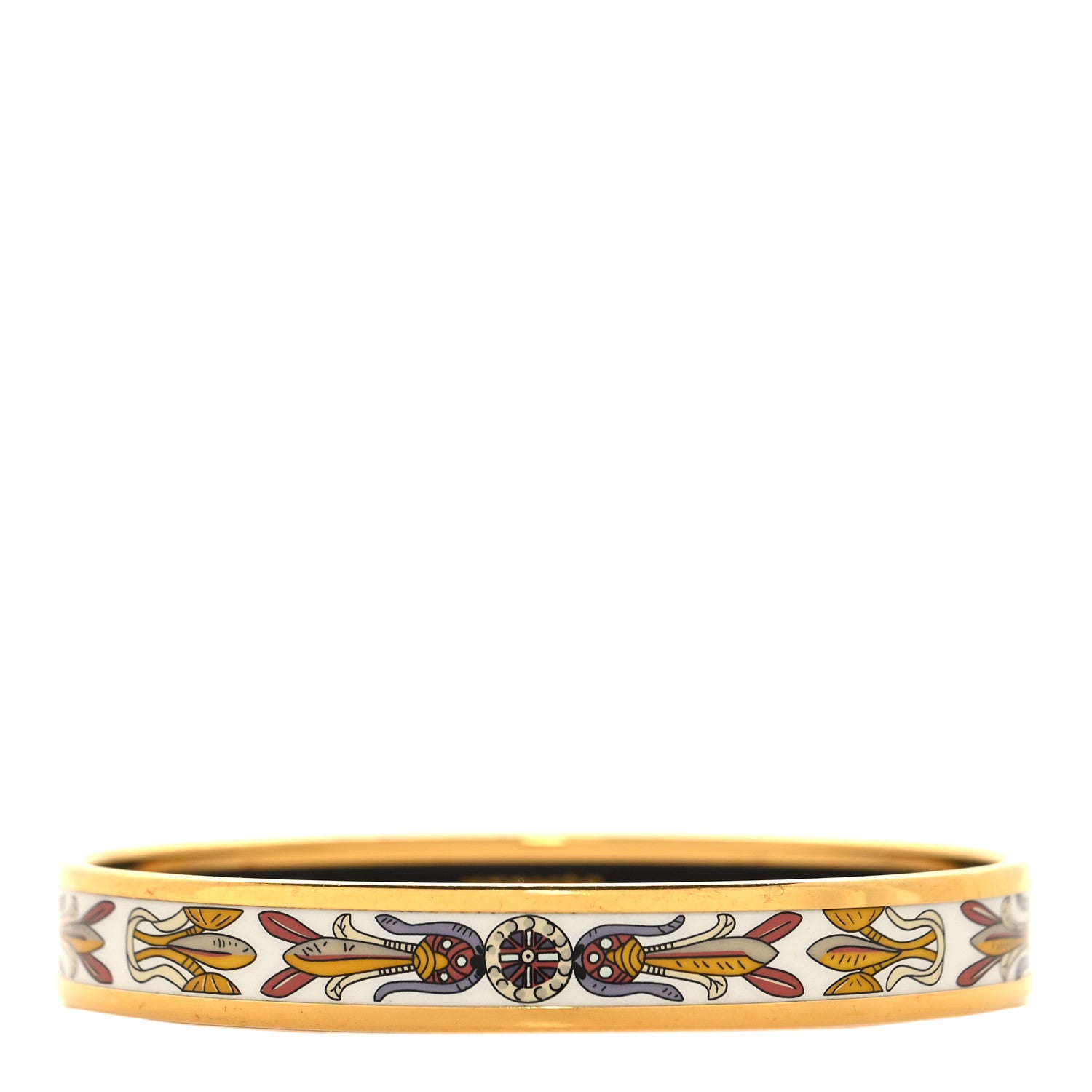 Hermes Enamel Printed Narrow Dreamcatchers Bracelet 70 White 1 of 5