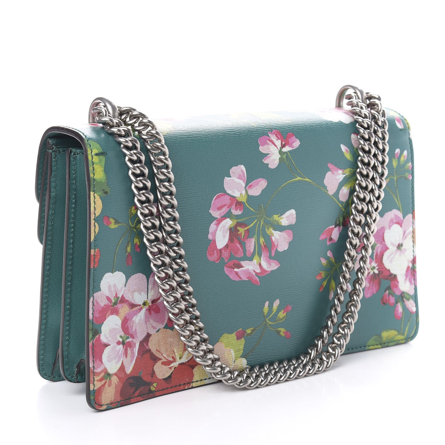 Calfskin Blooms Print Small Dionysus Shoulder Bag Bright Emerald Multicolor