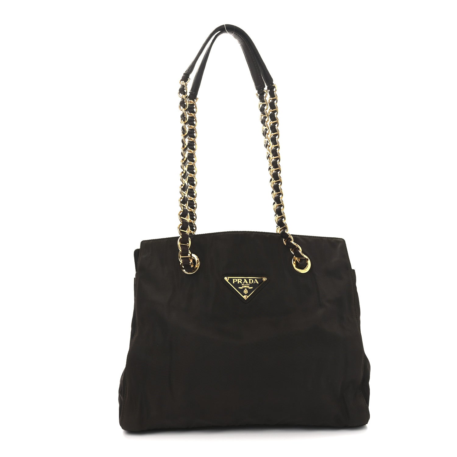 Prada Tessuto Nylon Acciaio Chain Shoulder Bag Moro 1 of 9