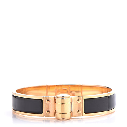 Hermes Enamel Charniere Uni Narrow Hinged Bracelet S Black 1 of 6