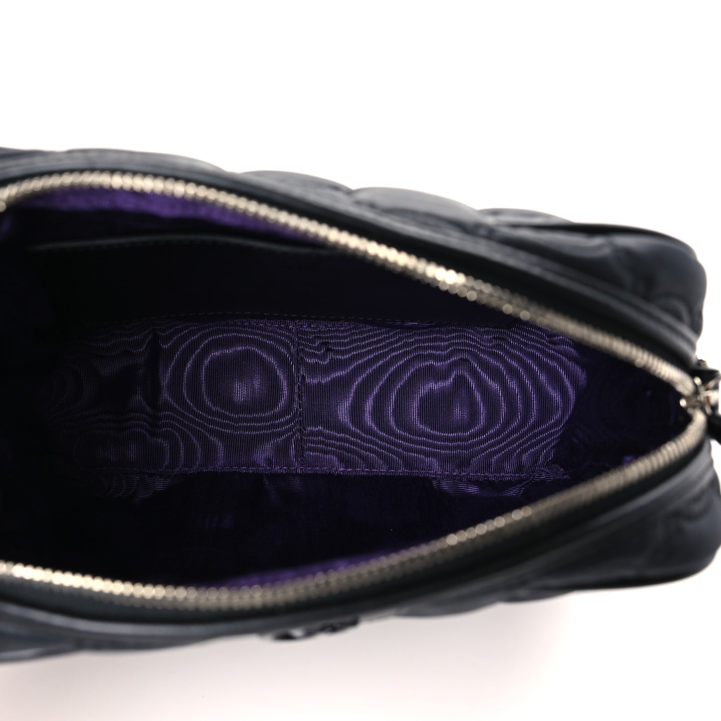 Nylon Calfskin Enamel GG Matelasse Shoulder Bag Black