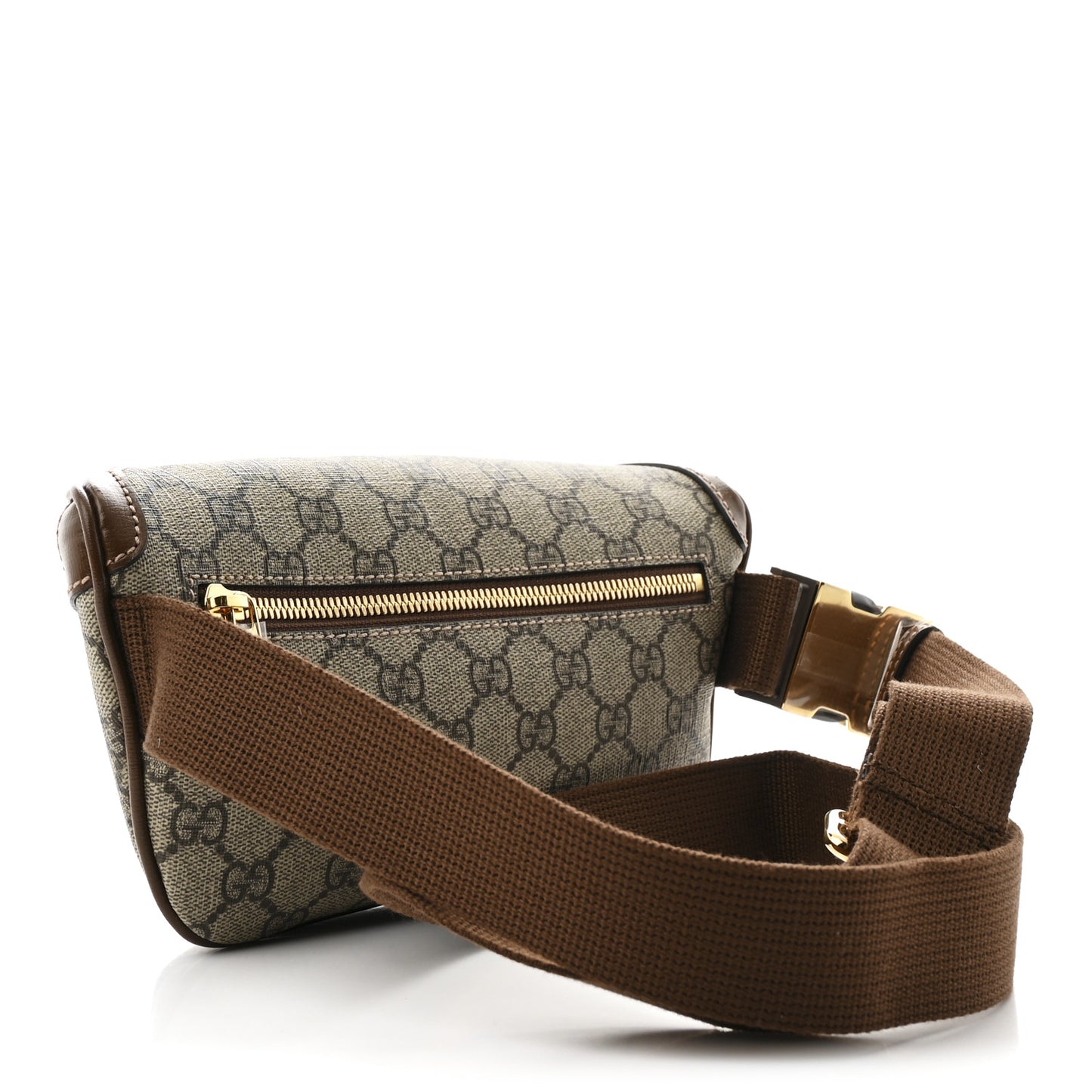 GG Supreme Monogram Textured Calfskin Retro Interlocking G Belt Bag Beige Ebony Brown Sugar