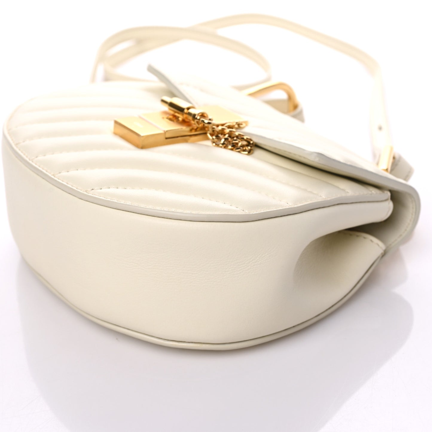 Calfskin Quilted Mini Drew Bijou Shoulder Bag Natural White