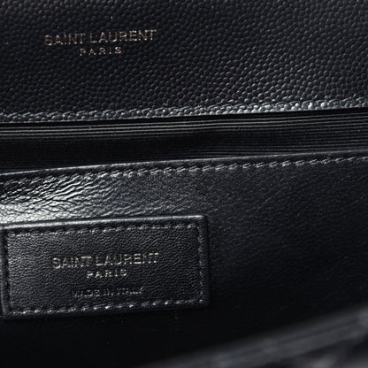 Saint Laurent Grain De Poudre Textured Mixed Matelasse Triquilt Medium Monogram Satchel Black 6 of 9
