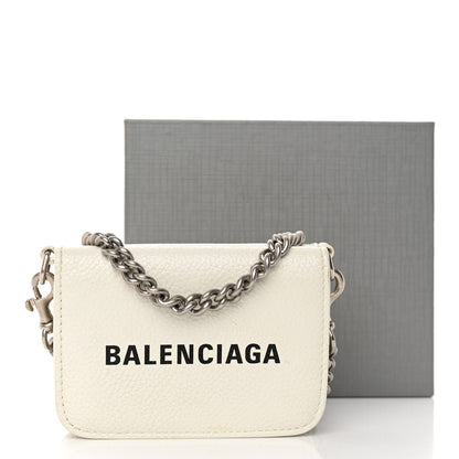 Balenciaga Grained Calfskin Logo Mini Cash Wallet On Chain White Black 11 of 11
