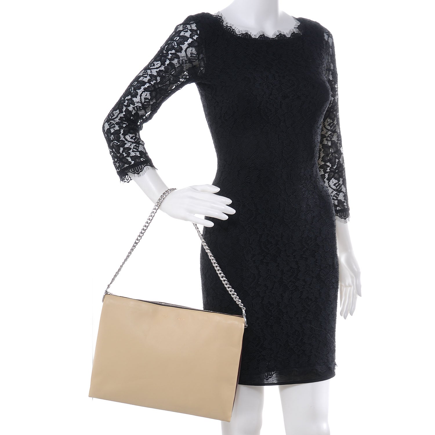 Celine Lambskin Soft Trio Zipped Bag Vanilla 2 of 9