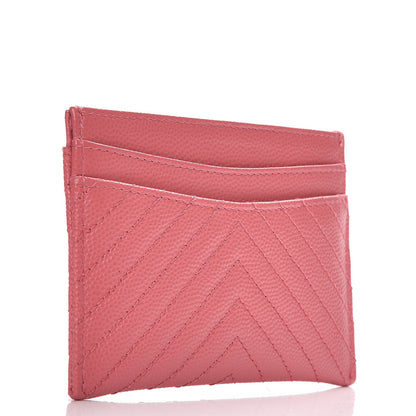 Chanel Caviar Chevron Quilted Card Holder Pink 3 of 8