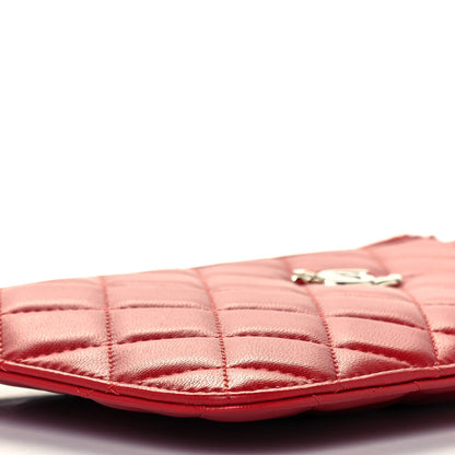 Chanel Lambskin Quilted Clutch With Chain Red 9 of 11