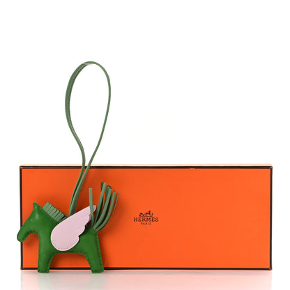 Hermes Milo Lambskin Grigri Rodeo Pegase Horse Bag Charm PM Vert Yucca Vert Criquet Mauve Pale 5 of 5