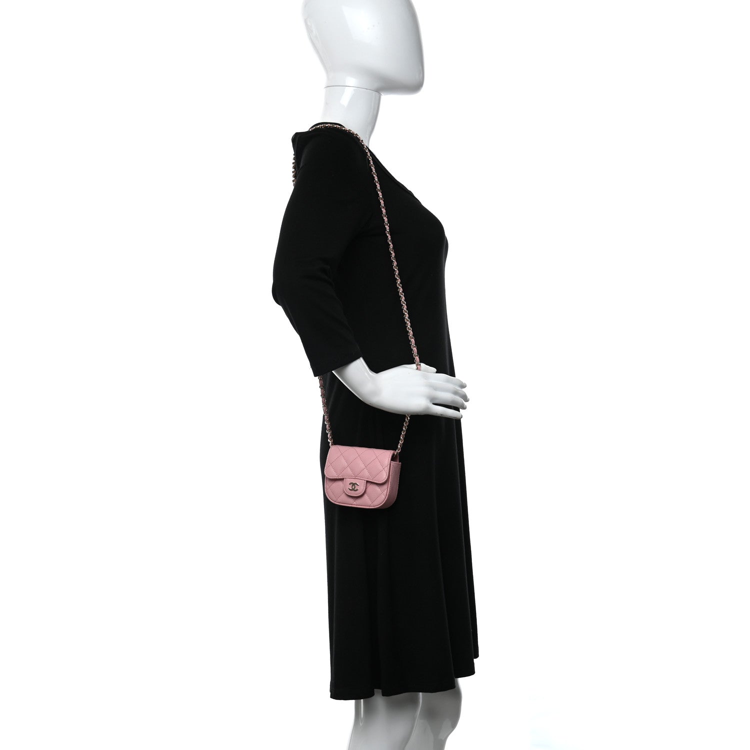 Chanel Caviar Quilted Mini Clutch With Chain Pink 2 of 10