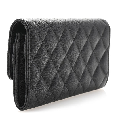 Chanel Caviar Quilted Textured CC Flap Wallet Black 3 of 8