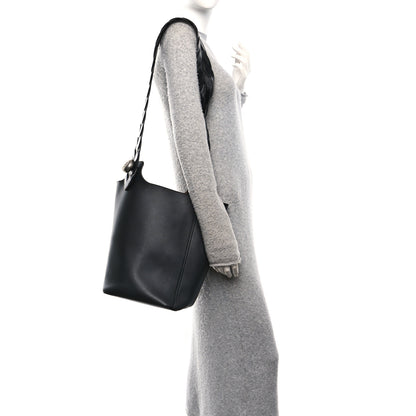 Loewe Smooth Calfski Large Woven Pebble Bucket Bag Black 2 of 10