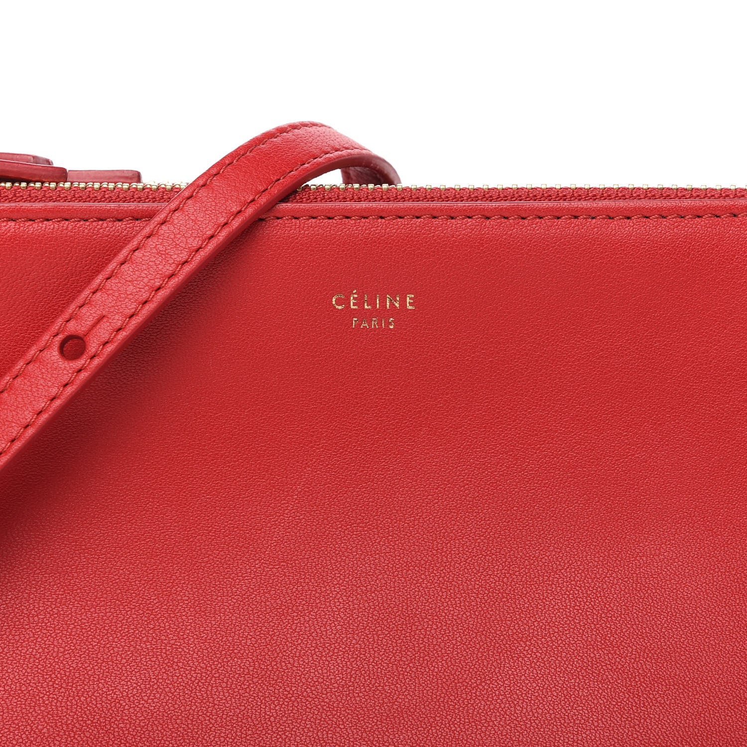 Celine Lambskin Small Trio Crossbody Bag Red 9 of 9