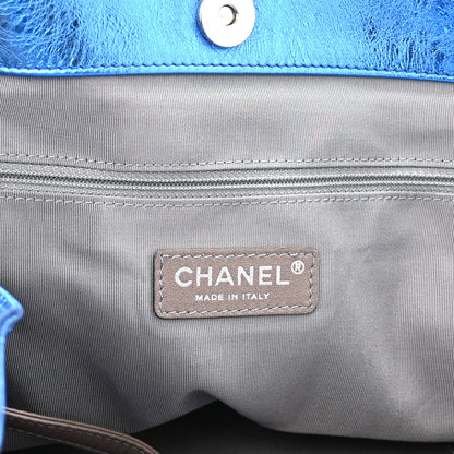 Chanel Metallic Cracked Calfskin Modern Chain Tote Blue 6 of 11