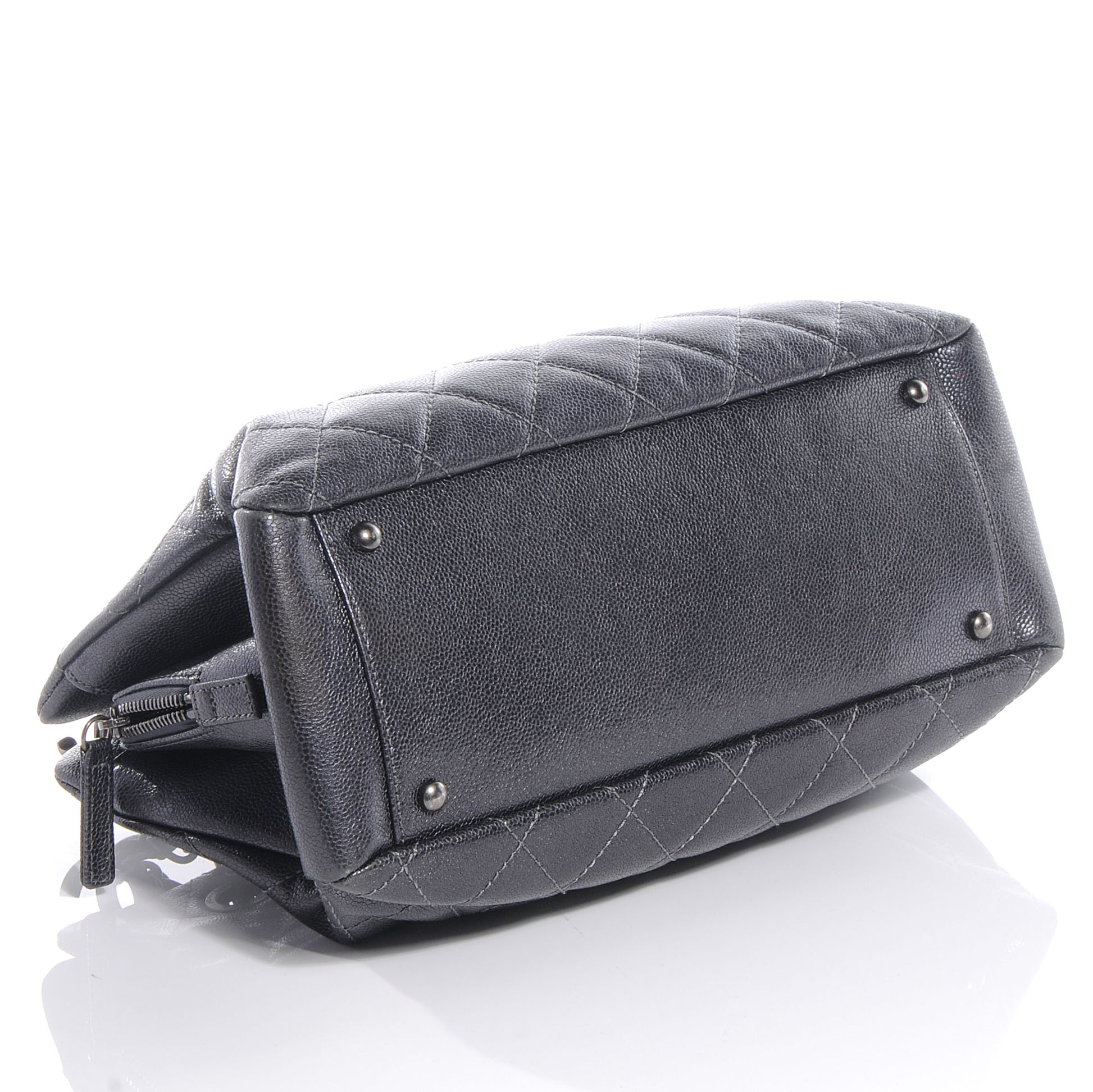 Chanel Caviar Timeless CC Large Zip Shopping Tote Dark Silver 4 of 7