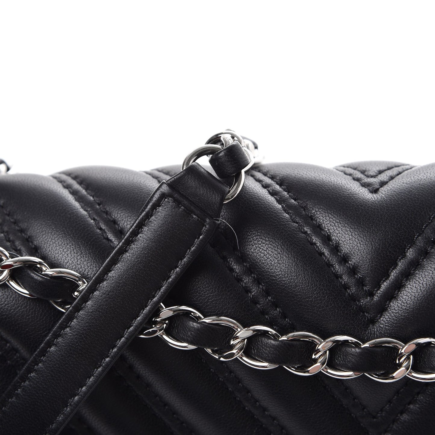 Lambskin Surpique Chevron Quilted Small Single Flap Black