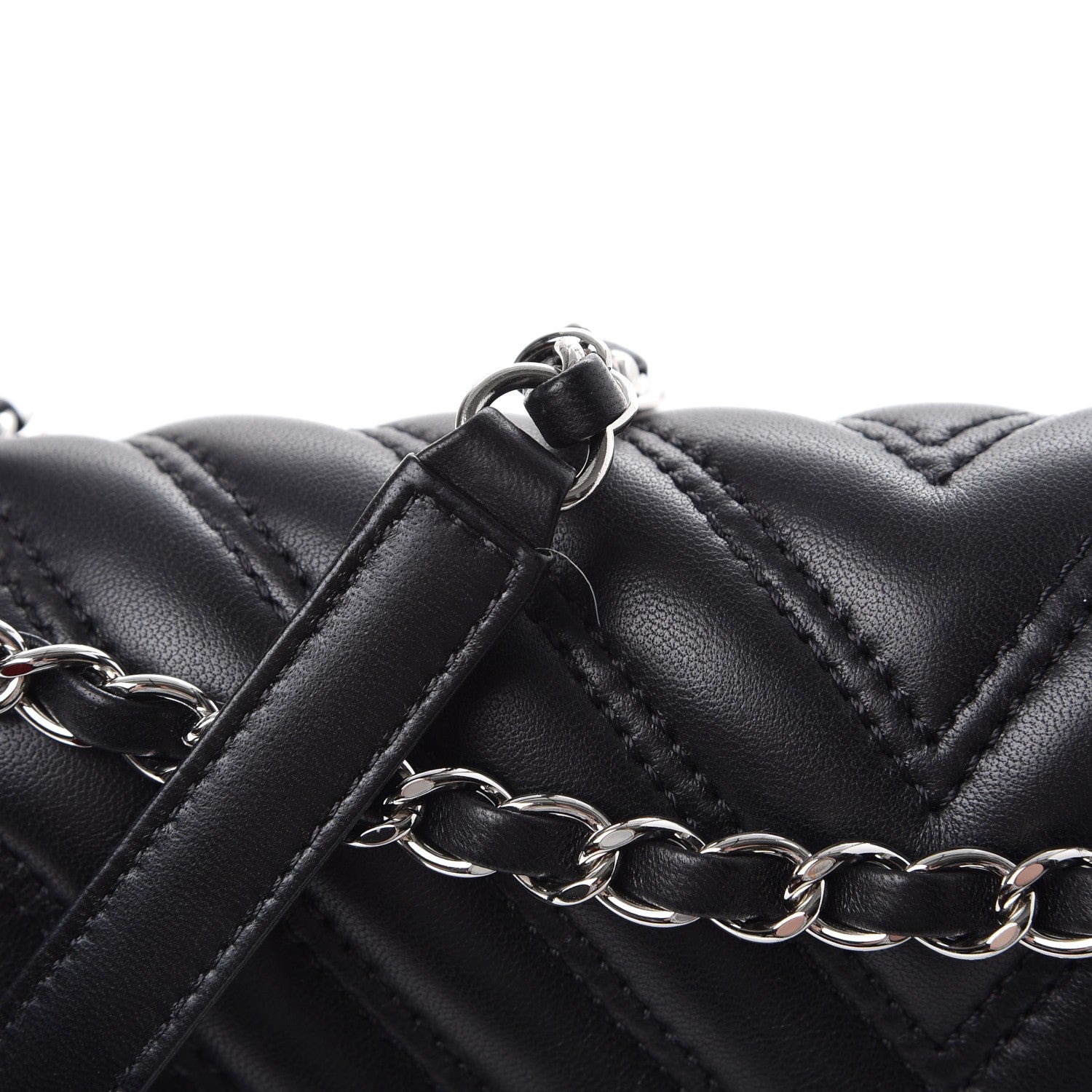 Chanel Lambskin Surpique Chevron Quilted Small Single Flap Black 8 of 10
