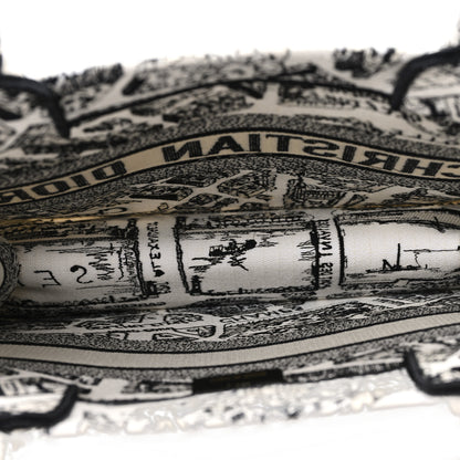 Christian Dior Canvas Embroidered Medium Plan De Paris Book Tote White Black 5 of 11