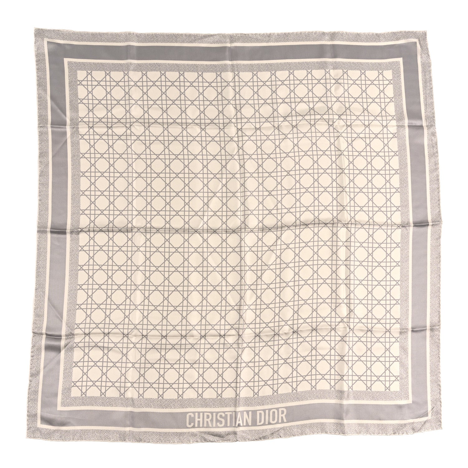 Christian Dior Silk Cannage Square Scarf 90 Fond White 1 of 3