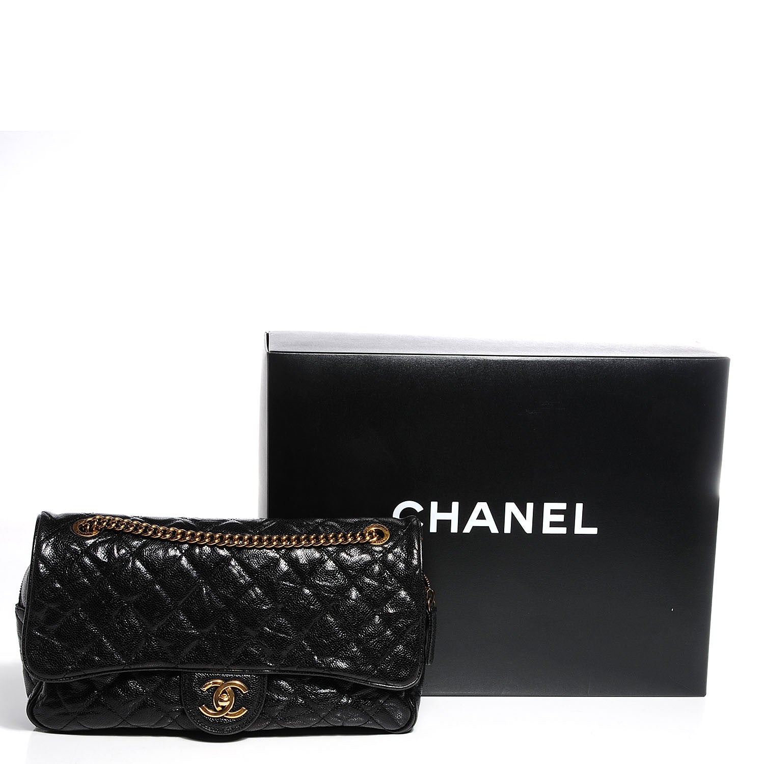Chanel Crumpled Grained Calfskin Large Shiva Flap Black 5 of 9