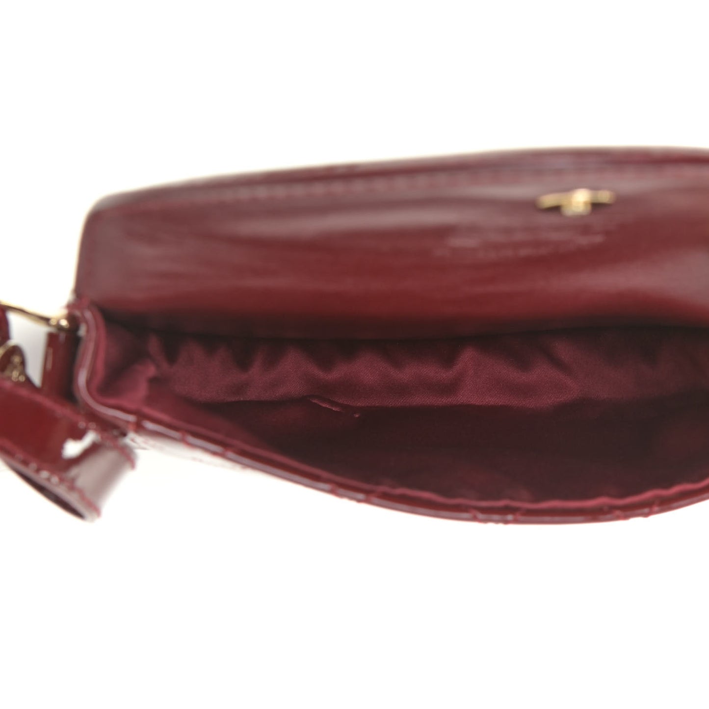 Patent Calfskin Quilted Mini Crossbody Bag Dark Red