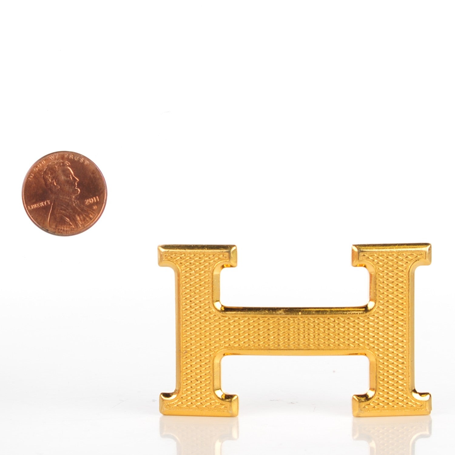 Hermes Guilloche 32mm H Belt Buckle Gold 2 of 4