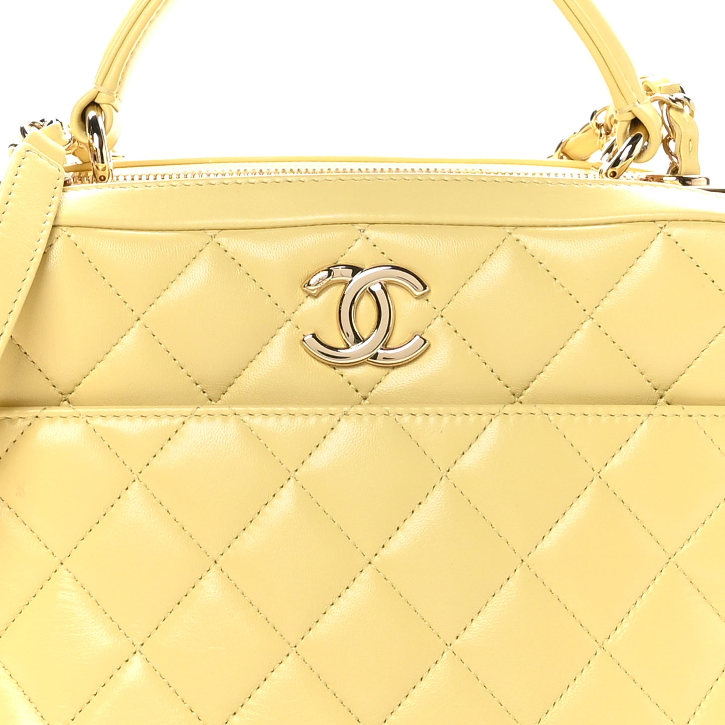 Lambskin Quilted Medium Trendy CC Bowling Bag Yellow