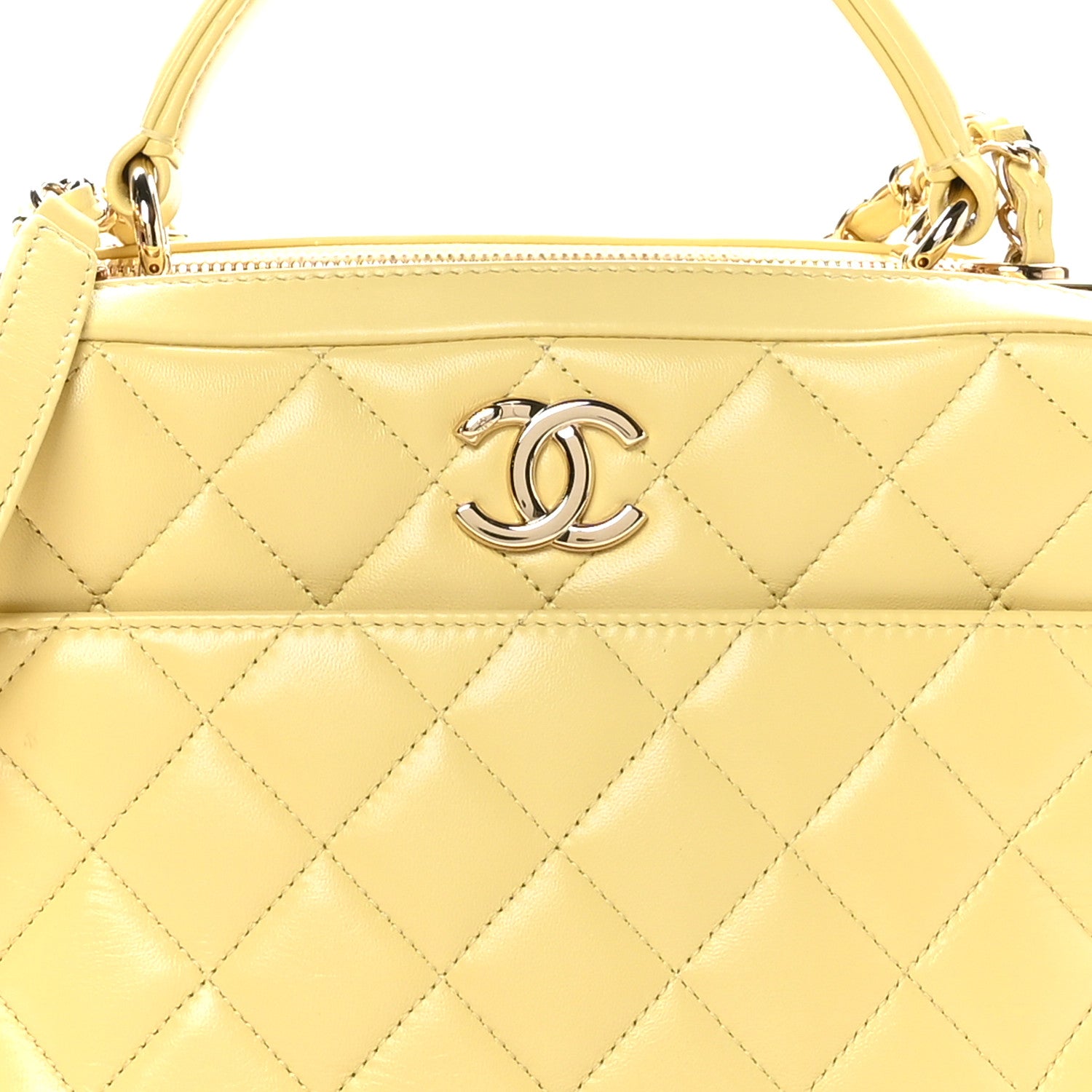 Chanel Lambskin Quilted Medium Trendy CC Bowling Bag Yellow 8 of 10