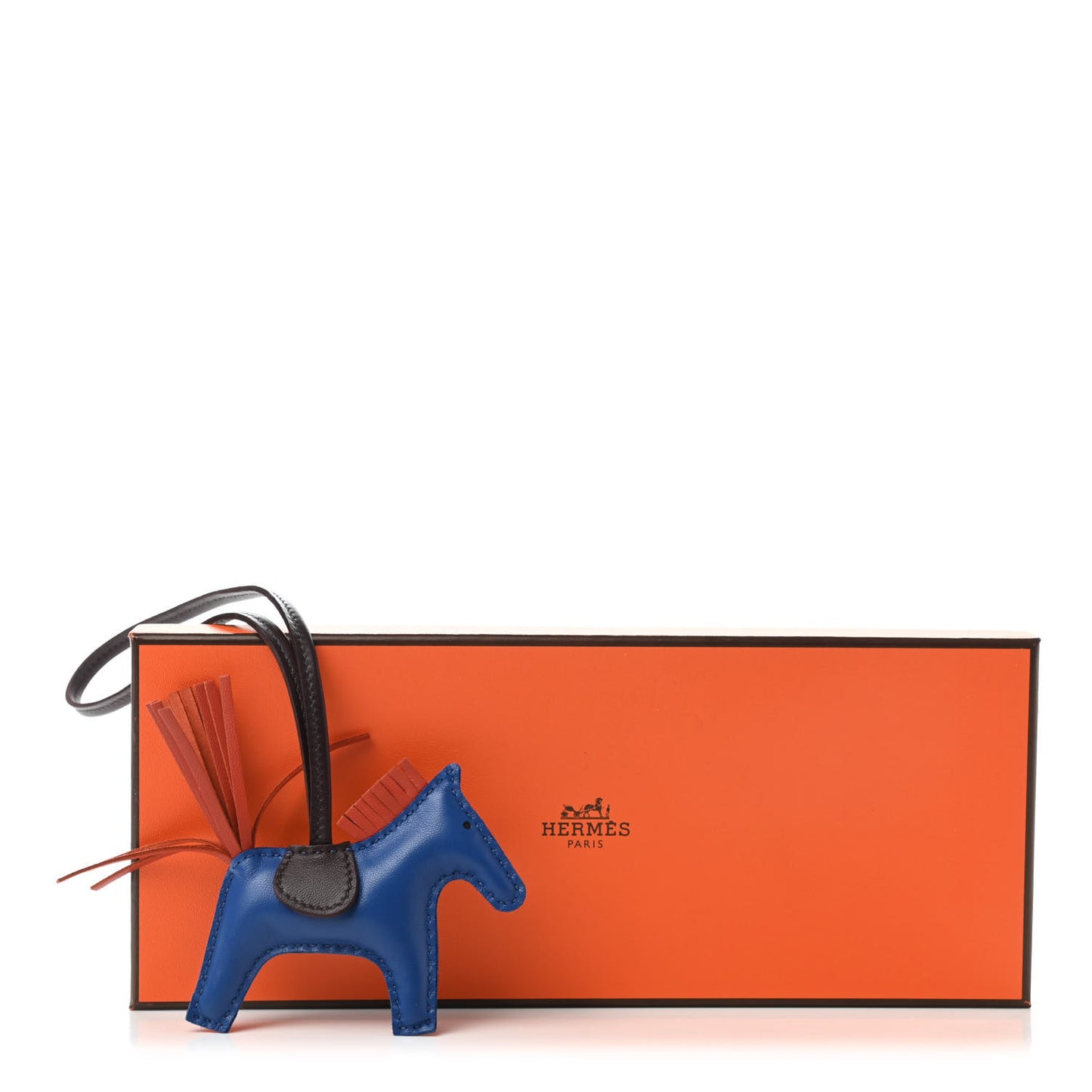 Milo Lambskin Grigri Rodeo Horse Bag Charm PM Bleu de Malte Rouge H Peony
