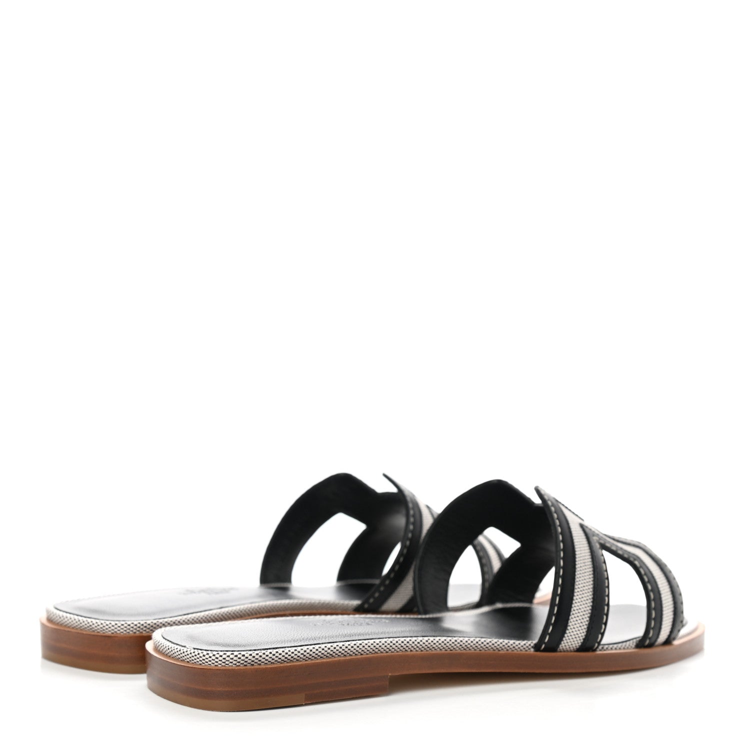 Hermes Calfskin Canvas Oran Sandals 36 Black 4 of 8