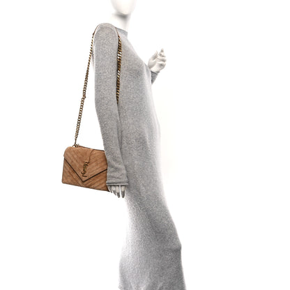 Saint Laurent Suede Matelasse Chevron Monogram Medium College Bag Cinnamon 2 of 11