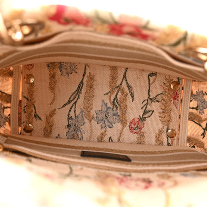 Christian Dior Canvas Embroidered Hibiscus Printed Medium Lady D-Lite Beige Multicolor 4 of 9