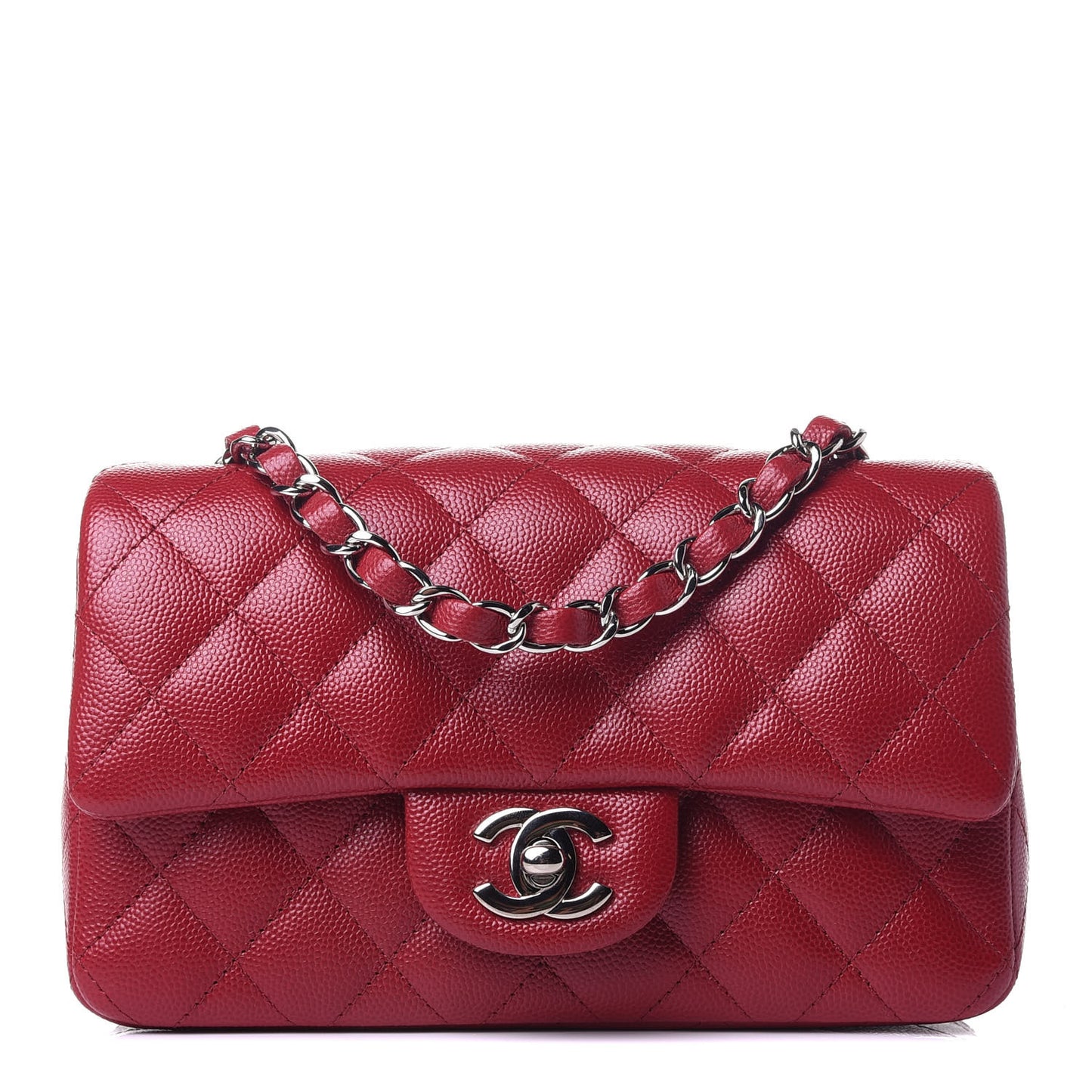 Caviar Quilted Mini Rectangular Flap Red