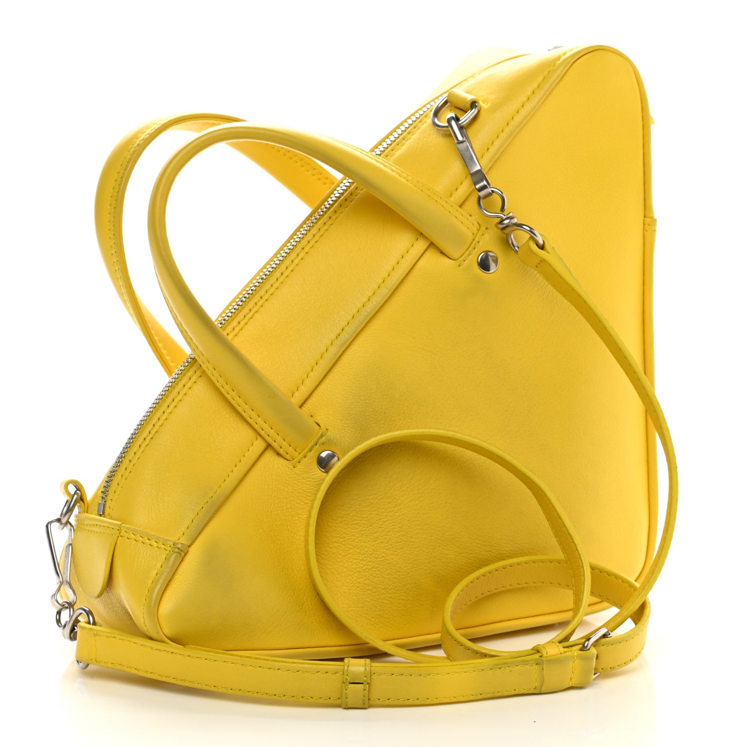 Balenciaga Shiny Day Calfskin Logo S Triangle Duffle Jaune Black 4 of 25