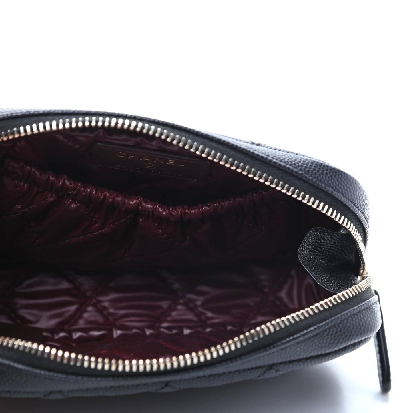 Caviar Quilted Small Curvy Pouch Cosmetic Case Black