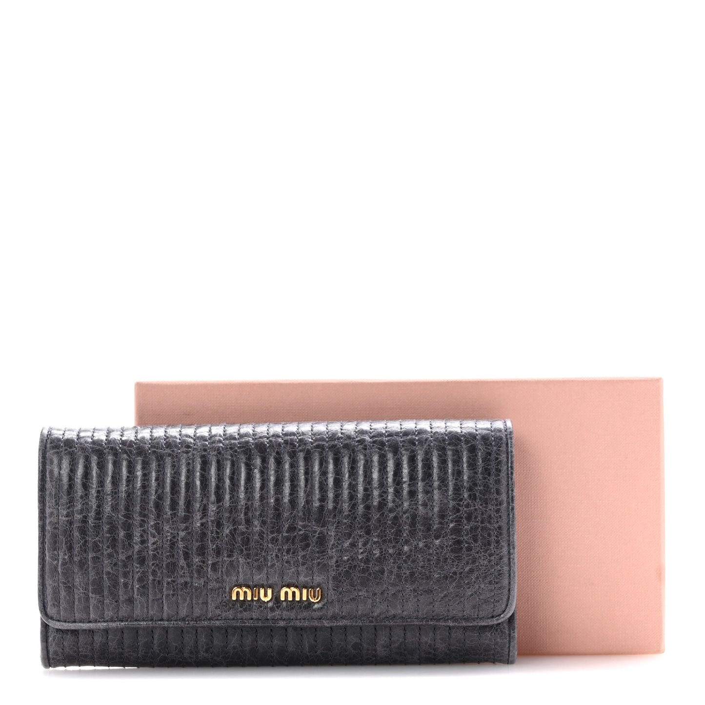 Distressed Nappa Vertical Quilted Flap Wallet Mirtillo